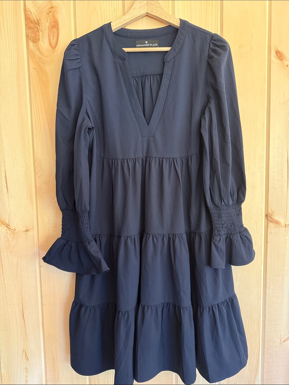 Pomander Place by Tuckernuck Navy Blue Tiered Kenzo Knit Dress - Size Medium